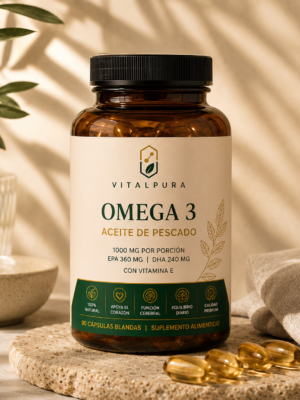 Omega 3 VitalPura suplemento alimenticio premium en cápsulas