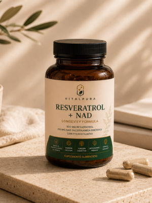 Resveratrol + NAD VitalPura suplemento alimenticio premium para bienestar y longevidad